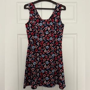Floral Sleeveless Satin Dress